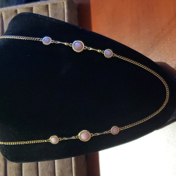 Vintage Sarah Coventry Pink Parfait Necklace Goldtone Signed - Picture 5 of 6
